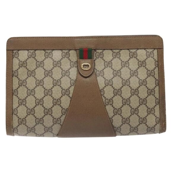 GUCCI GG Supreme Web Sherry Line Bag PVC Beige Green Red 89 01 033 Auth 131335 - Picture 12 of 15